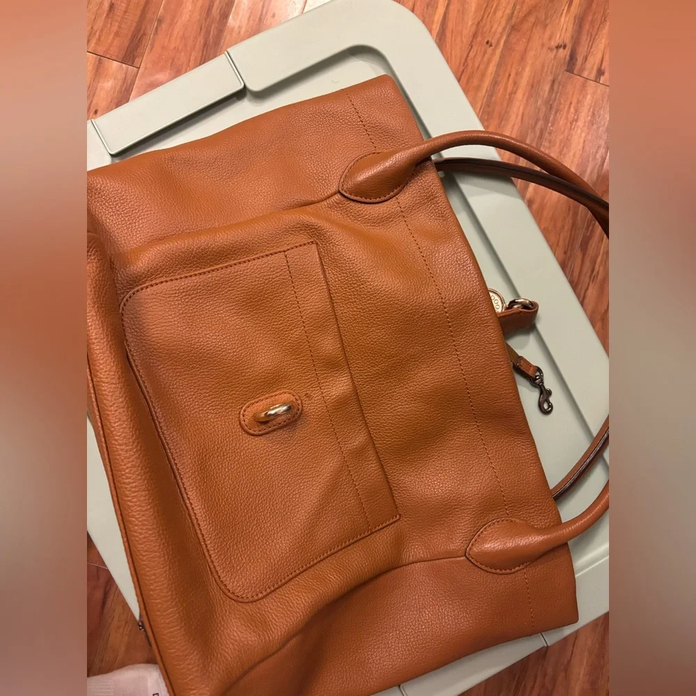 Dooney and Bourke Brown Leather Tote with Red Interior - Picture 3 of 7
